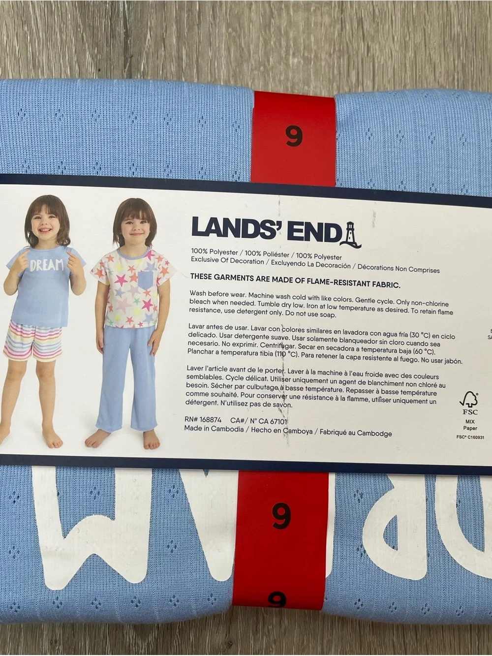 Lands’ End Kids’ 4-Piece Sleep Set. Size 6 / light Blue